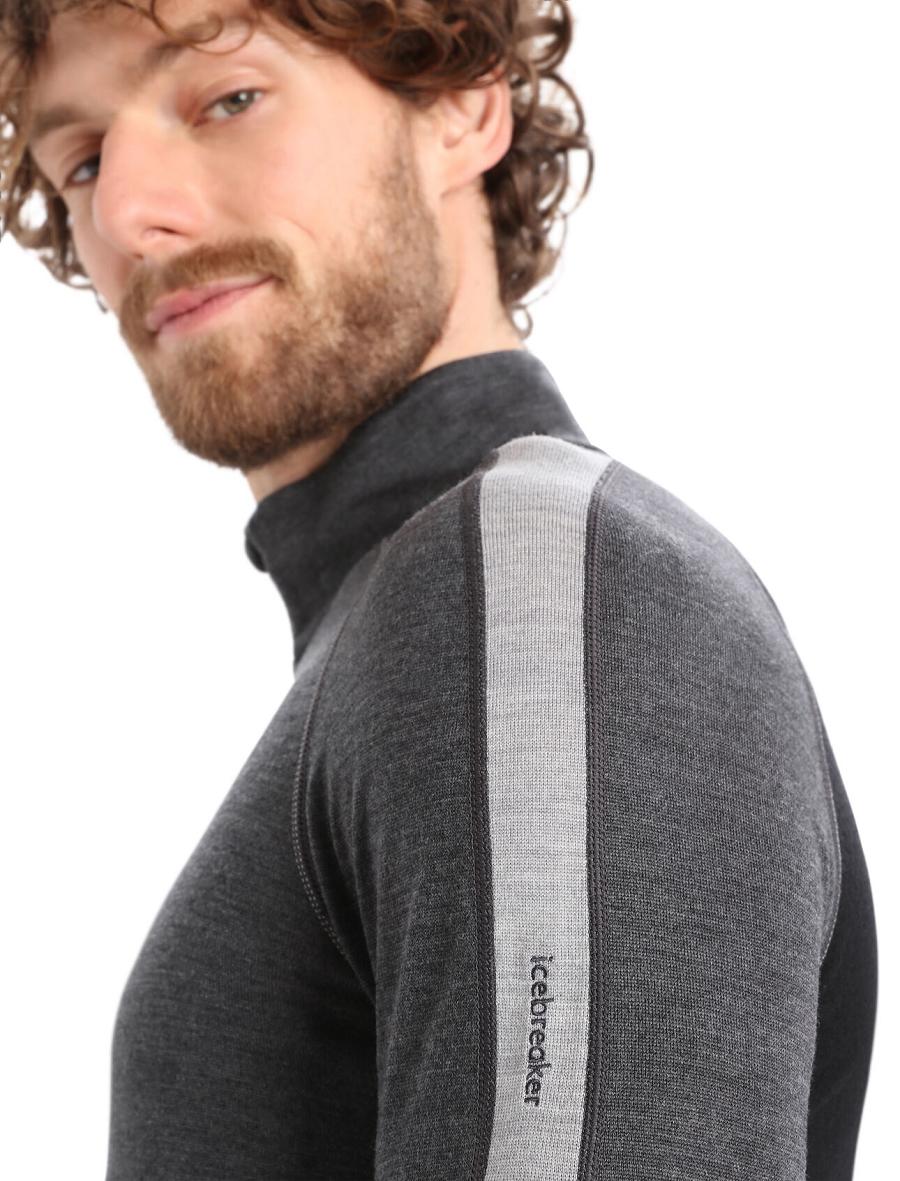 Men's Icebreaker 260 ZoneKnit™ Merino Long Sleeve Half Zip Base Layers Jet Heather / Black | CA 1622YXFU